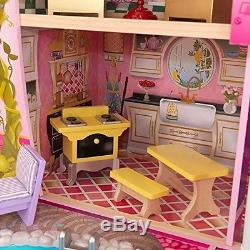 KidKraft Princess Dollhouse Wooden Doll House Barbie Size Furniture Girls Play