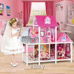 Kidcraft Dolls House Princess' Pink Little Villa With Furniture & Dolls Girls