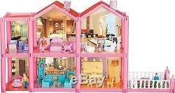 Kidcraft Easy Assembly Dolls House Princess' Pink Little Villa With Furniture