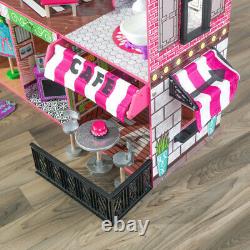 Kidkraft Brooklyn's Loft Dollhouse Wooden Dollhouse with Cafe fits Barbie