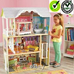 Kidkraft Girl Wooden MANSION Doll House Play Role Fits Barbie Dolls 30cm Tall 3+