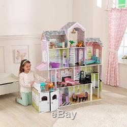 Kidkraft Grand Estate Wooden Girls Dolls House Furniture Barbie Dollhouse