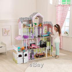 Kidkraft Grand Estate Wooden Girls Dolls House Furniture Barbie Dollhouse