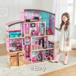 Kidkraft Shimmer Mansion Dollhouse Wooden Dollhouse Fits Barbie Sized Dolls