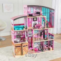 Kidkraft Shimmer Mansion Dollhouse Wooden Dollhouse Fits Barbie Sized Dolls