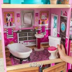 Kidkraft Shimmer Mansion Dollhouse Wooden Dollhouse Fits Barbie Sized Dolls