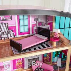 Kidkraft Shimmer Mansion Dollhouse Wooden Dollhouse Fits Barbie Sized Dolls