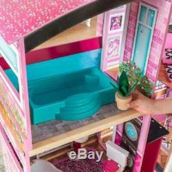 Kidkraft Shimmer Mansion Dollhouse Wooden Dollhouse Fits Barbie Sized Dolls