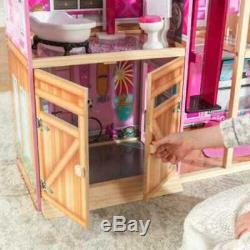 Kidkraft Shimmer Mansion Dollhouse Wooden Dollhouse Fits Barbie Sized Dolls