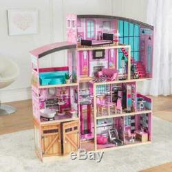 Kidkraft Shimmer Mansion Dollhouse Wooden Dollhouse Fits Barbie Sized Dolls