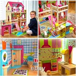 Kinderplay Large Wooden Dolls House Doll House for Girls with