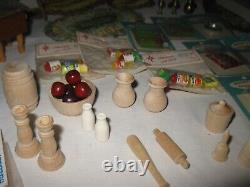 LARGE LOT DOLL HOUSE FURNITURE & MINIATURE ACCESSORIES SOME SEALED & With BOXES