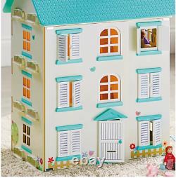 LARGE, blue wooden lights dolls house. 4 floors 84cm. Perfect GIFT. LAST ONE