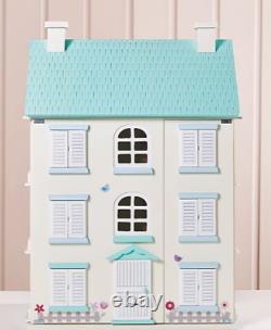 LARGE, blue wooden lights dolls house. 4 floors 84cm. Perfect GIFT. LAST ONE