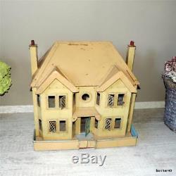 Large Tin Childrens Antique Doll House Mansion