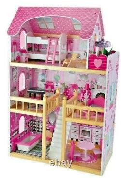 Large Wooden Doll House Basia + 17 pieces of furniture, premium quality