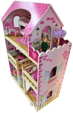 Large Wooden Doll House Basia + 17 pieces of furniture, premium quality