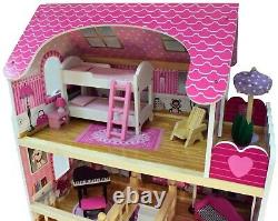 Large Wooden Doll House Basia + 17 pieces of furniture, premium quality