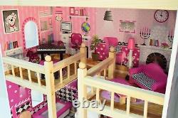 Large Wooden Doll House Basia + 17 pieces of furniture, premium quality