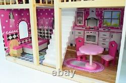 Large Wooden Doll House Basia + 17 pieces of furniture, premium quality