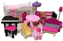 Large Wooden Doll House Basia + 17 pieces of furniture, premium quality