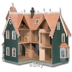 Large Wooden Doll House Vintage Victorian Kit Wood Dollhouse DIY Mansion Girls