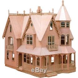 Large Wooden Doll House Vintage Victorian Kit Wood Dollhouse DIY Mansion Girls