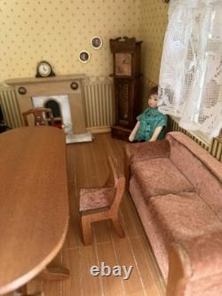 Large Wooden Dolls House Tudor Style Fully Furnished Miniature House + Figures