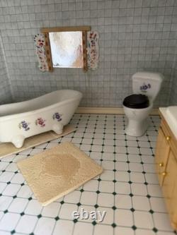 Large Wooden Dolls House Tudor Style Fully Furnished Miniature House + Figures