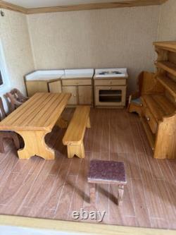 Large Wooden Dolls House Tudor Style Fully Furnished Miniature House + Figures