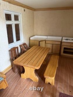 Large Wooden Dolls House Tudor Style Fully Furnished Miniature House + Figures