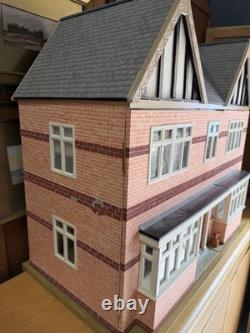 Large Wooden Dolls House Tudor Style Fully Furnished Miniature House + Figures