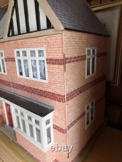 Large Wooden Dolls House Tudor Style Fully Furnished Miniature House + Figures