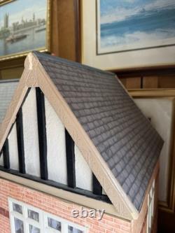 Large Wooden Dolls House Tudor Style Fully Furnished Miniature House + Figures