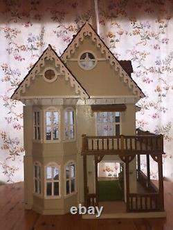 Large Wooden Victorian Style Dolls House with Furniture, Used Very Authentic