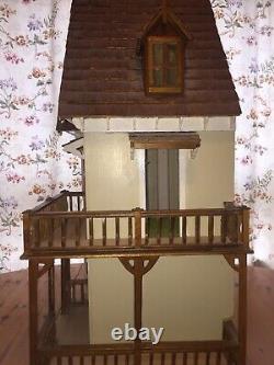 Large Wooden Victorian Style Dolls House with Furniture, Used Very Authentic