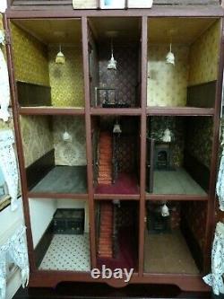 Large antique Victorian style dolls house with authentic detailed interior OOAK