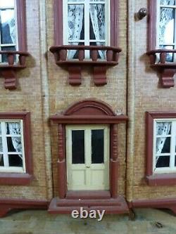Large antique Victorian style dolls house with authentic detailed interior OOAK