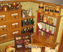 Late 1800's German Doll House Kitchen Playset with Lots of Accessories Amazing