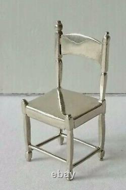 Levi Salaman 1910 Rare Solid Sterling Silver Miniature Dolls House Chair