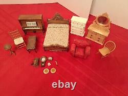 Lot Vintage Wood Dollhouse Doll House Furniture Miniature Soooo Cute