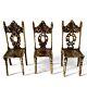 Lot Of 3 Antique Vintage Miniature Brass Chairs Doll House Size Victorian Style