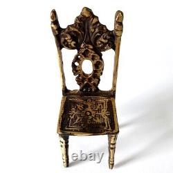 Lot of 3 Antique Vintage Miniature Brass Chairs Doll House Size Victorian Style