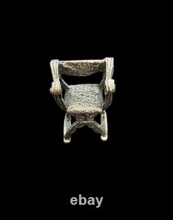 Lovely Miniature Sterling Silver Arm Chair / Dolls House Furniture- Hallmarked