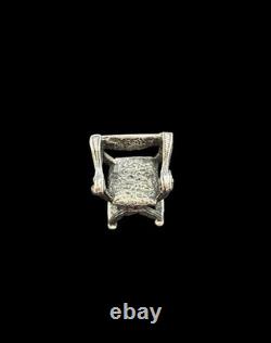 Lovely Miniature Sterling Silver Arm Chair / Dolls House Furniture- Hallmarked