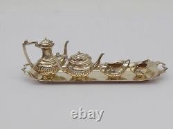 Lovely Vintage Miniature Dolls House Solid Silver Tea Set On Tray 1960