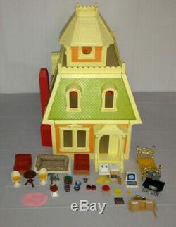 MATTEL The Littles Dollhouse 1980's House and Random Furniture 25 Piece Lot