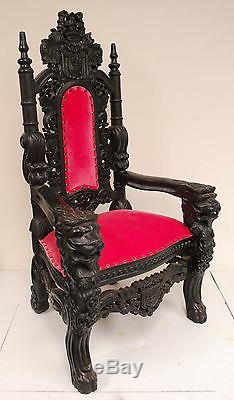 MINI Lion Throne Chair 3 Feet Tall Child or Doll Size Black finish / Pink