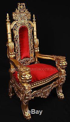 MINI Lion Throne Chair 3 Feet Tall Child or Doll Size Gold finish / Red Velv