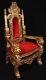 Mini Lion Throne Chair 3 Feet Tall Child Or Doll Size Gold Finish / Red Velv